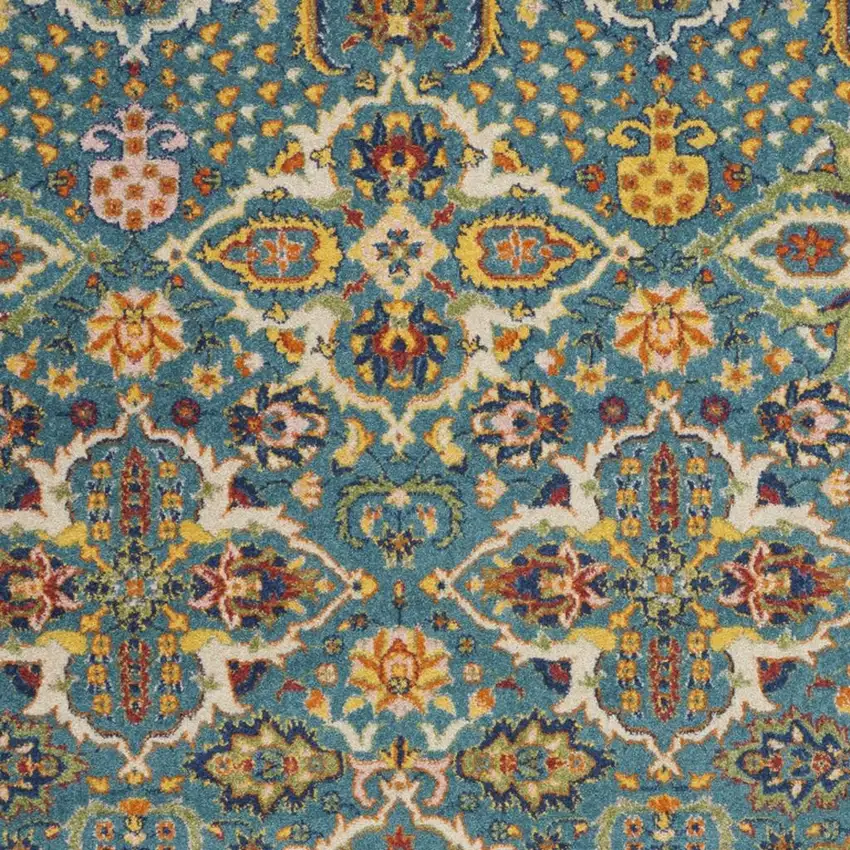 Blue Floral Power Loom Area Rug Photo 3