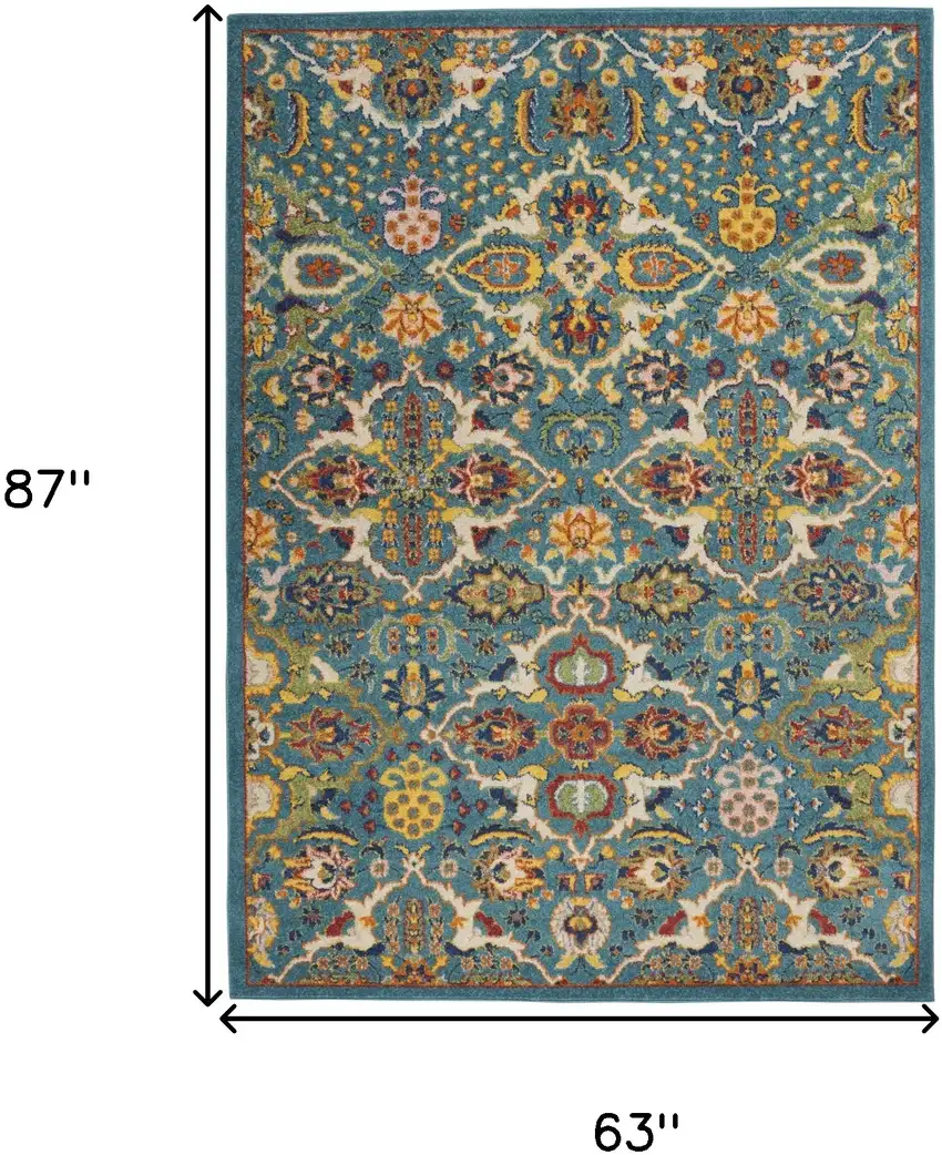 Blue Floral Power Loom Area Rug Photo 3