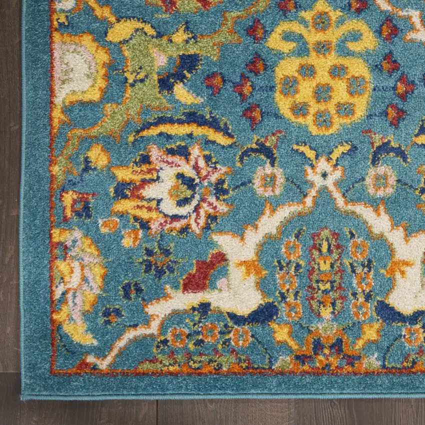 Blue Floral Power Loom Area Rug Photo 5