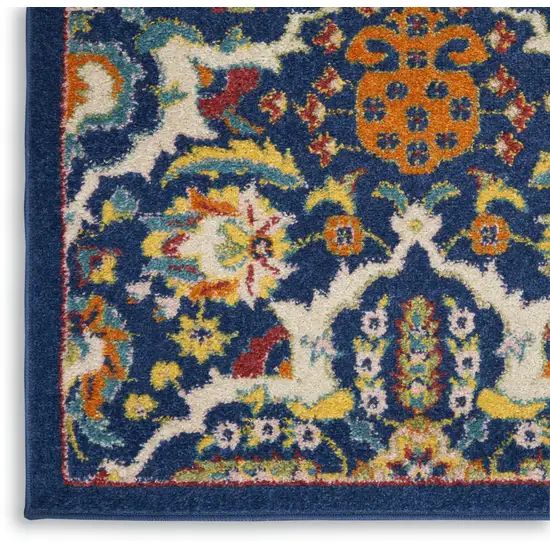 Blue Floral Power Loom Area Rug Photo 8