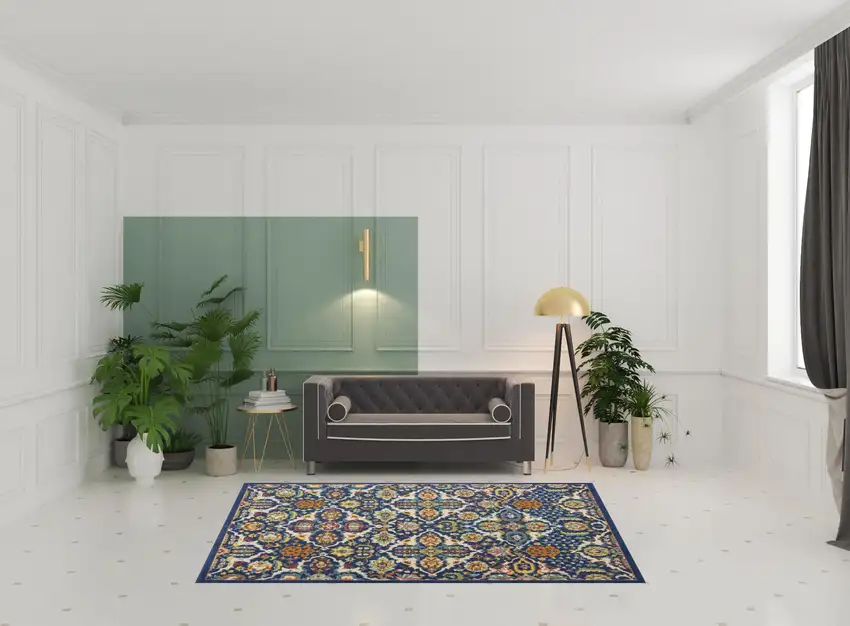 Blue Floral Power Loom Area Rug Photo 2