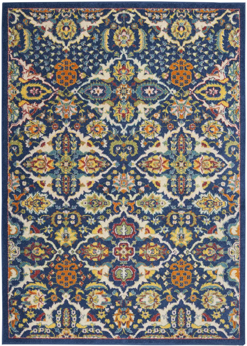 Blue Floral Power Loom Area Rug Photo 8