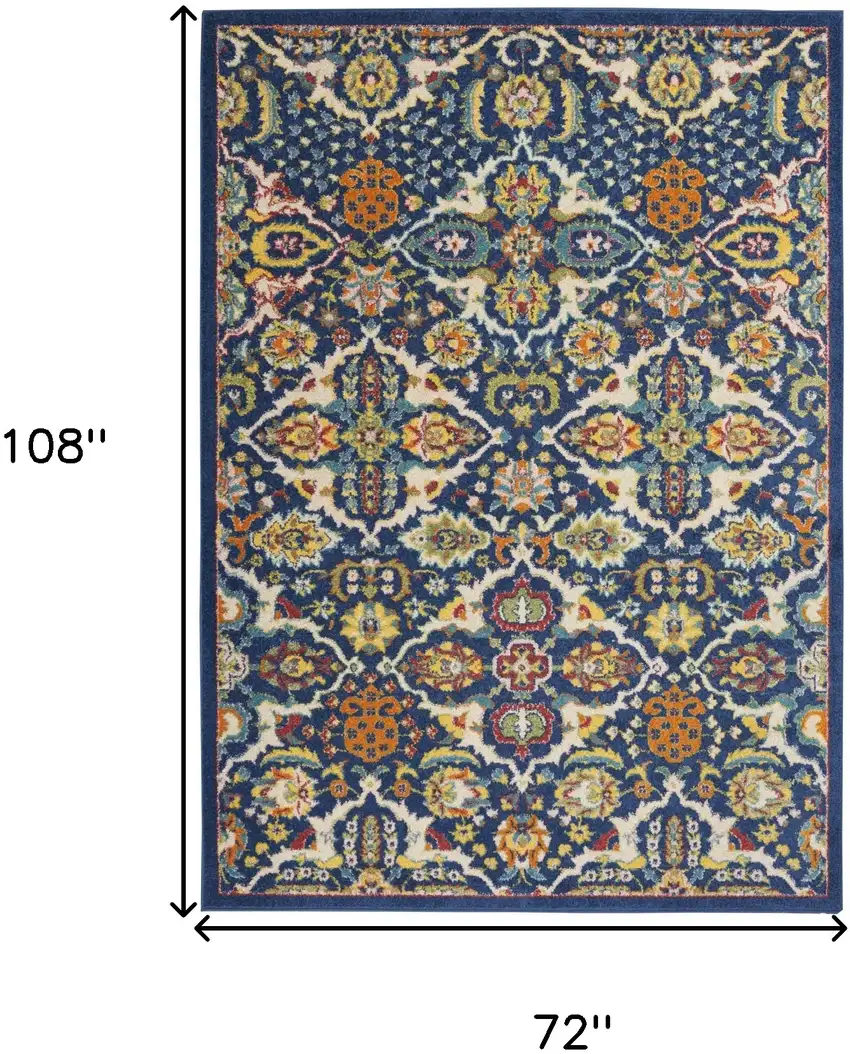 Blue Floral Power Loom Area Rug Photo 9