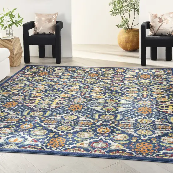 Blue Floral Power Loom Area Rug Photo 5