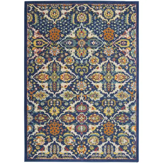 Blue Floral Power Loom Area Rug Photo 2