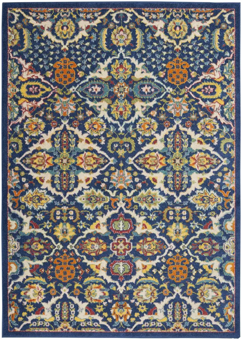Blue Floral Power Loom Area Rug Photo 2