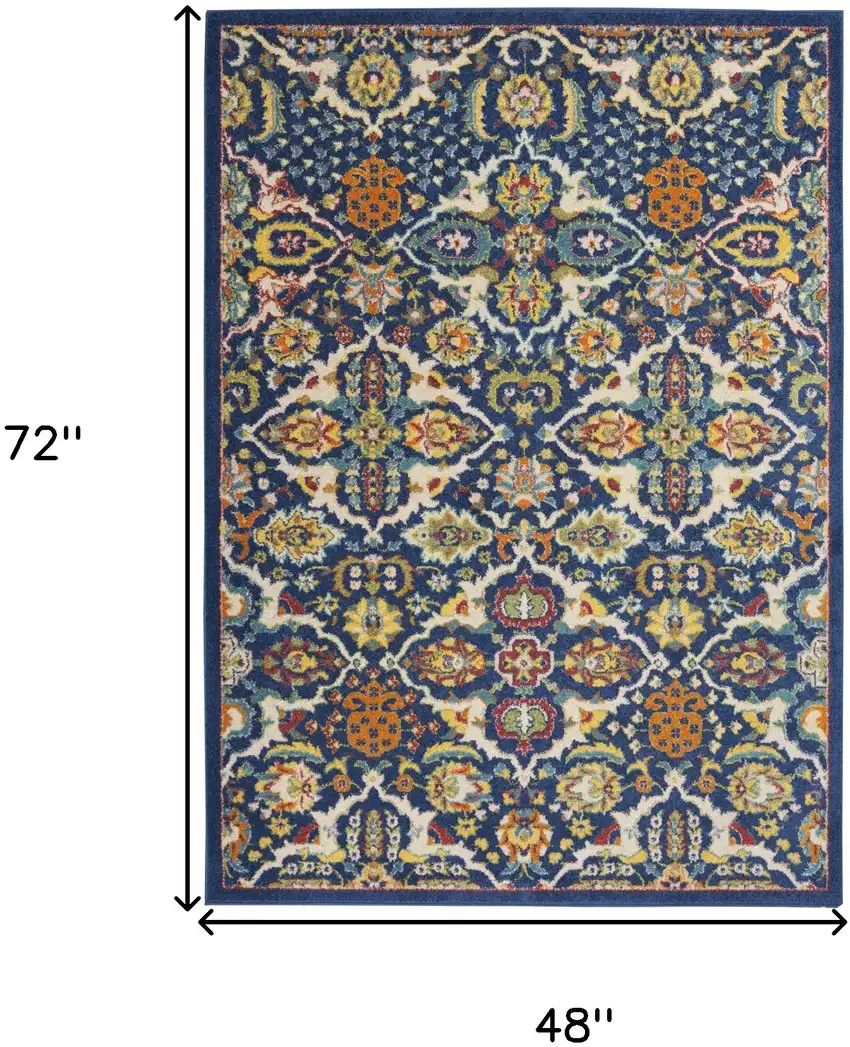 Blue Floral Power Loom Area Rug Photo 9