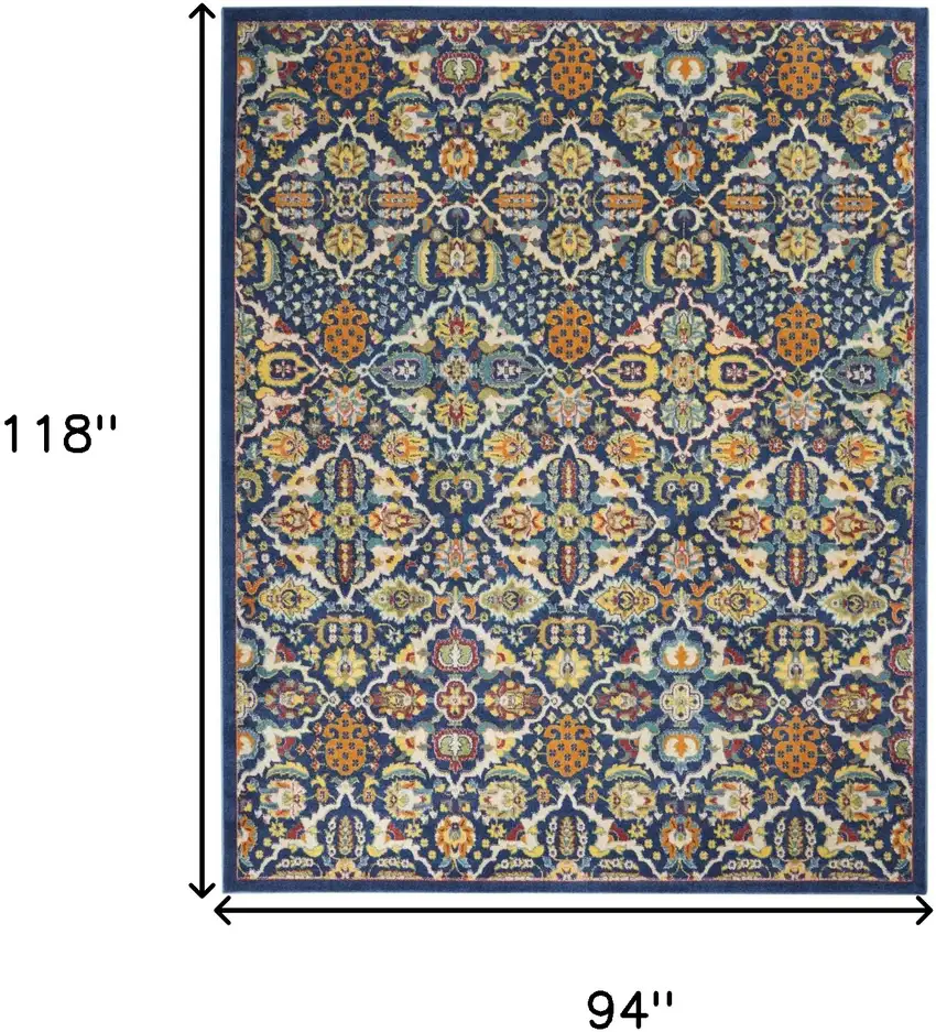 Blue Floral Power Loom Area Rug Photo 9