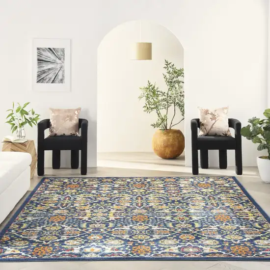 Blue Floral Power Loom Area Rug Photo 6