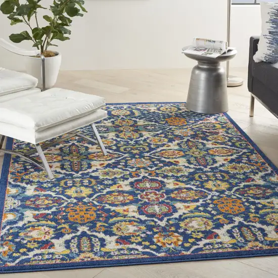 Blue Floral Power Loom Area Rug Photo 5