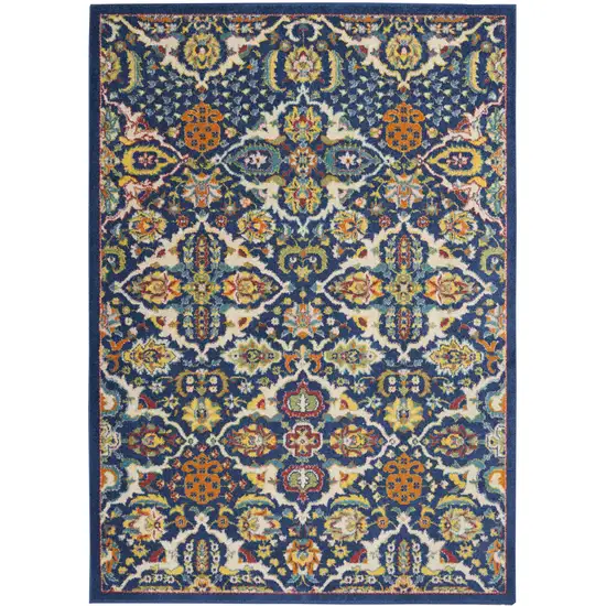 Blue Floral Power Loom Area Rug Photo 2