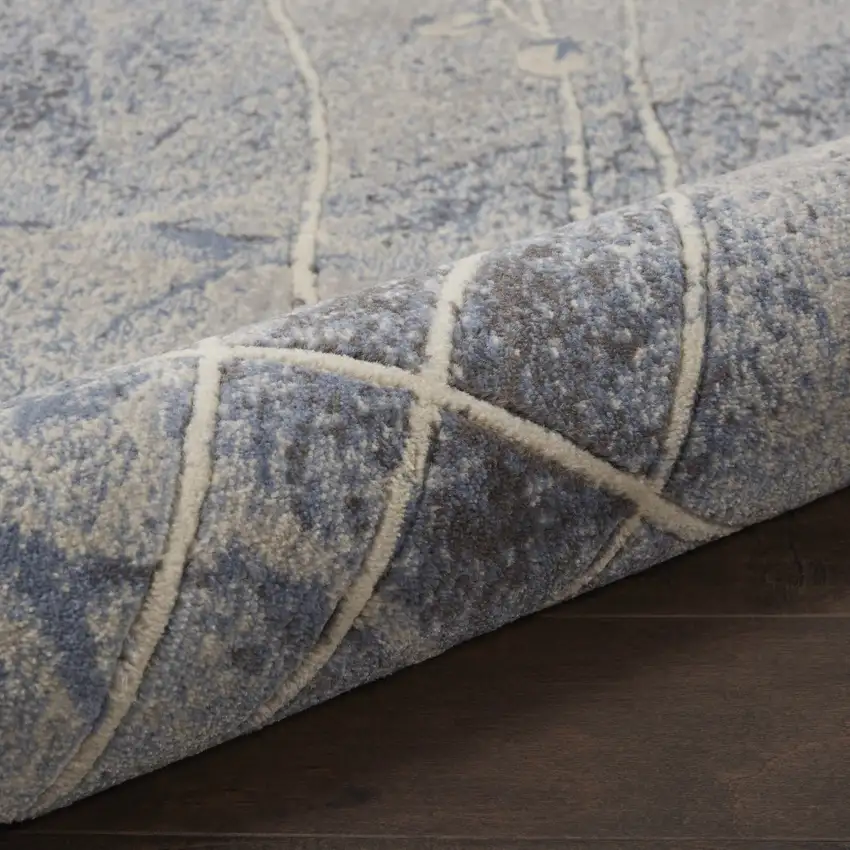 Blue Floral Power Loom Non Skid Area Rug Photo 7