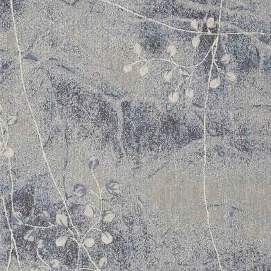 Blue Floral Power Loom Non Skid Area Rug Photo 3