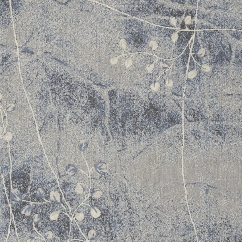 Blue Floral Power Loom Non Skid Area Rug Photo 3