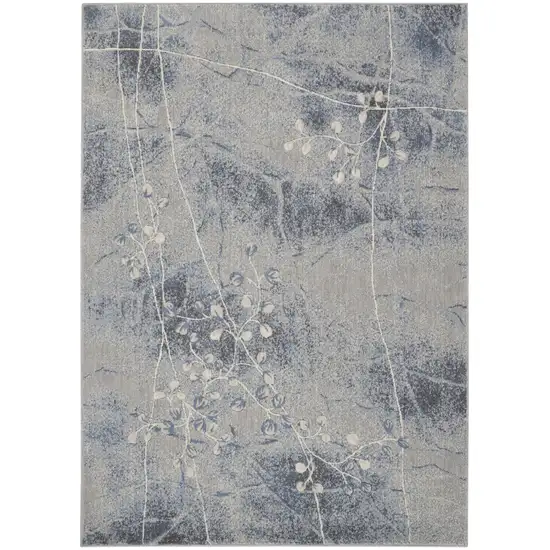 Blue Floral Power Loom Non Skid Area Rug Photo 2