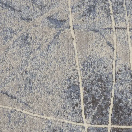 Blue Floral Power Loom Non Skid Area Rug Photo 3