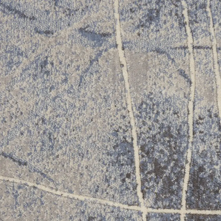 Blue Floral Power Loom Non Skid Area Rug Photo 3