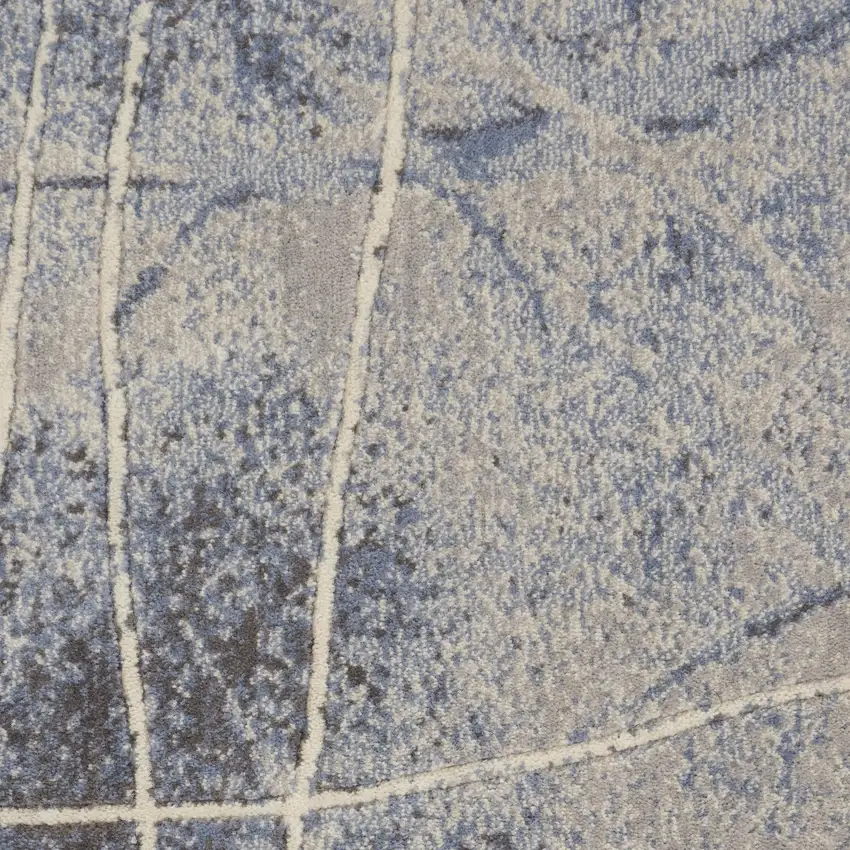 Blue Floral Power Loom Non Skid Area Rug Photo 1