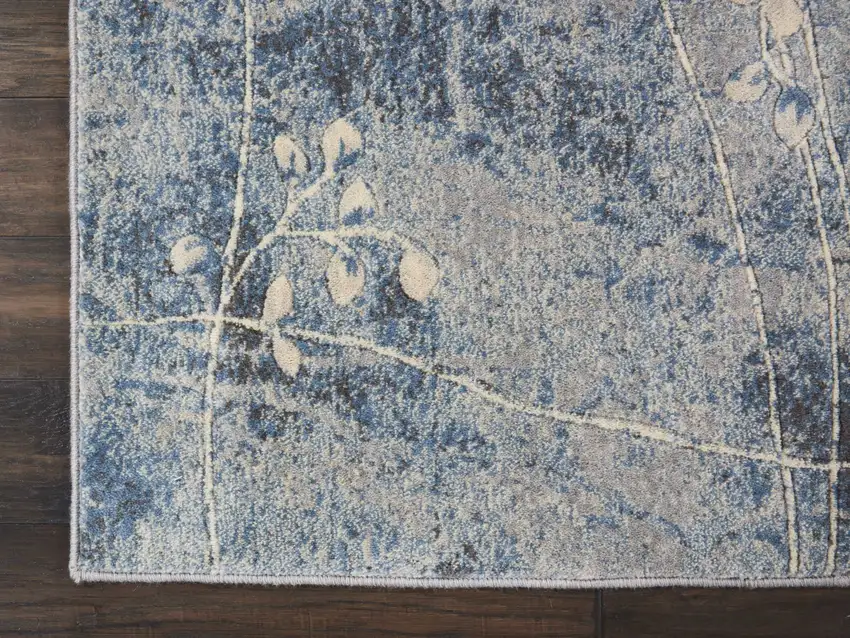 Blue Floral Power Loom Area Rug Photo 3
