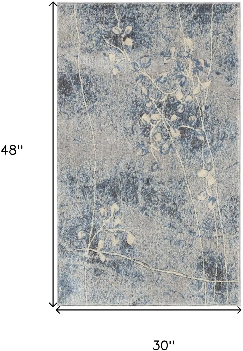 Blue Floral Power Loom Area Rug Photo 5