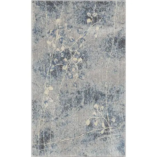 Blue Floral Power Loom Area Rug Photo 3