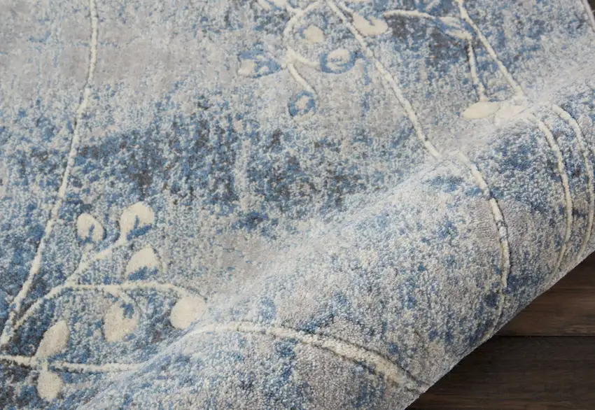 Blue Floral Power Loom Area Rug Photo 6