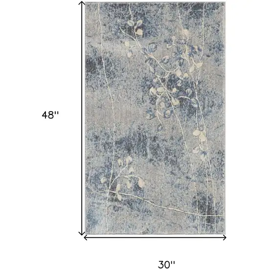 Blue Floral Power Loom Area Rug Photo 7