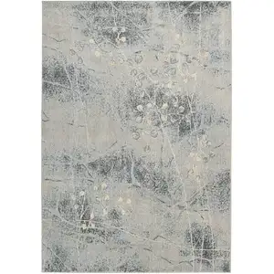 Photo of Blue Floral Power Loom Area Rug