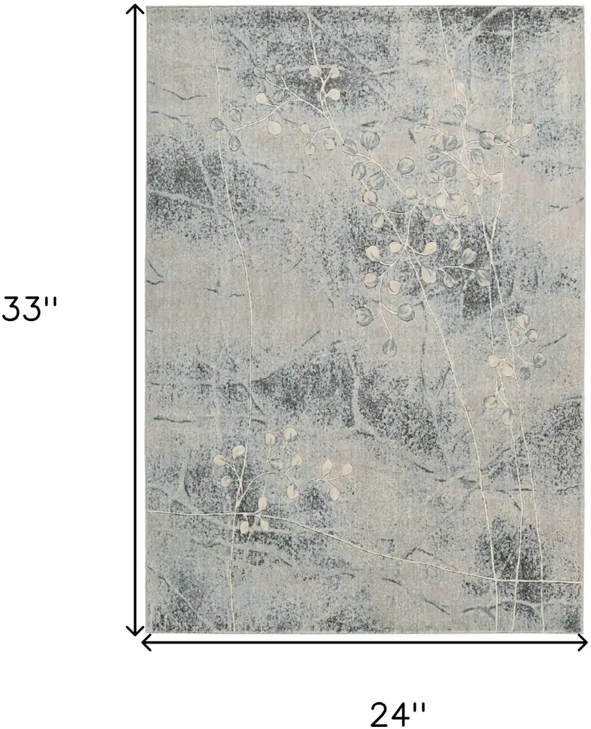 Blue Floral Power Loom Area Rug Photo 6