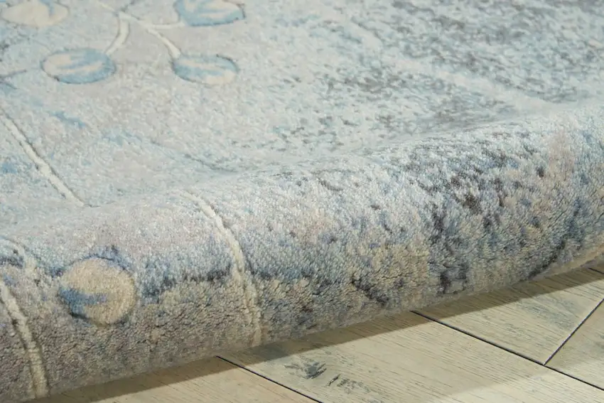 Blue Floral Power Loom Area Rug Photo 4