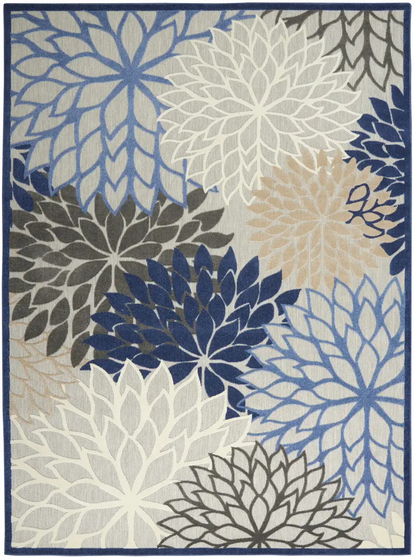 Blue And Ivory Indoor Outdoor Area Rug Photo 1