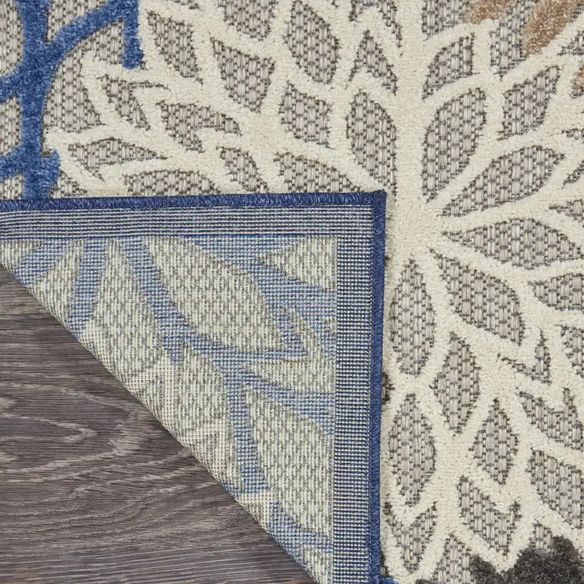 Blue And Ivory Indoor Outdoor Area Rug Photo 9