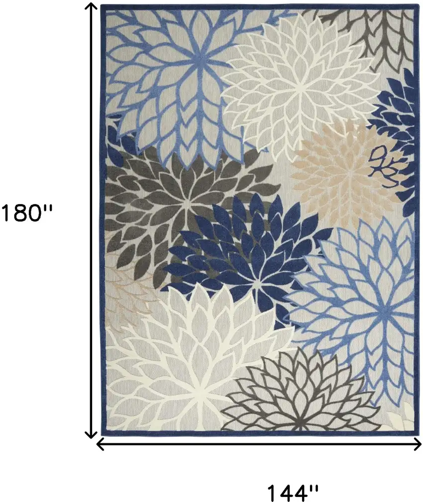 Blue Floral Power Loom Area Rug Photo 9