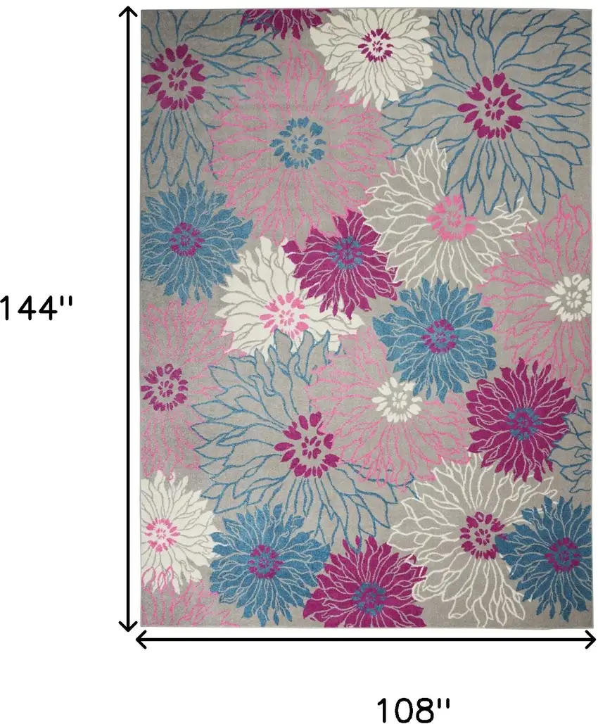 Blue Floral Power Loom Area Rug Photo 9