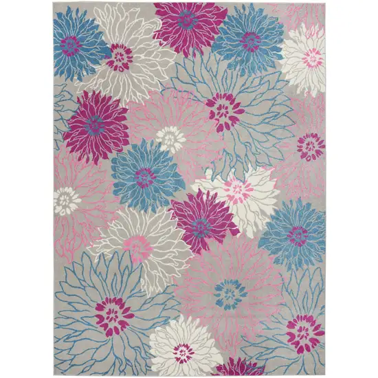 Blue Floral Power Loom Area Rug Photo 2