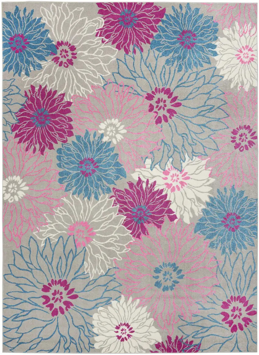 Blue Floral Power Loom Area Rug Photo 2