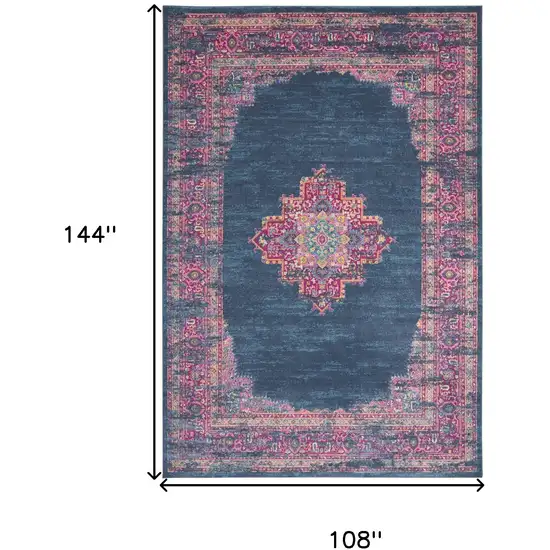 Blue Floral Power Loom Area Rug Photo 3