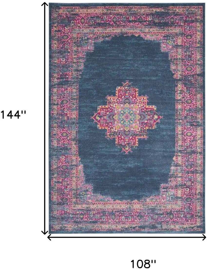 Blue Floral Power Loom Area Rug Photo 3