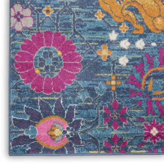 Blue Floral Power Loom Area Rug Photo 9