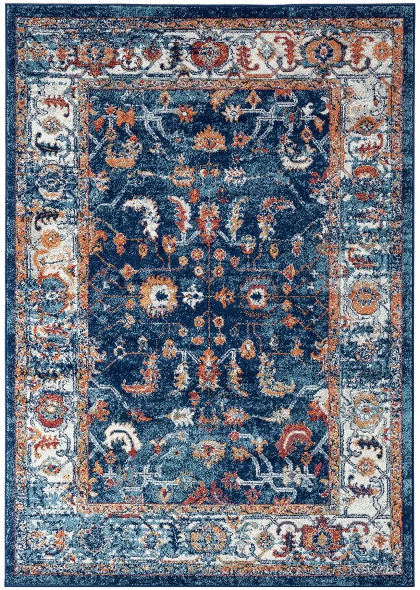 Blue Floral Power Loom Area Rug Photo 1