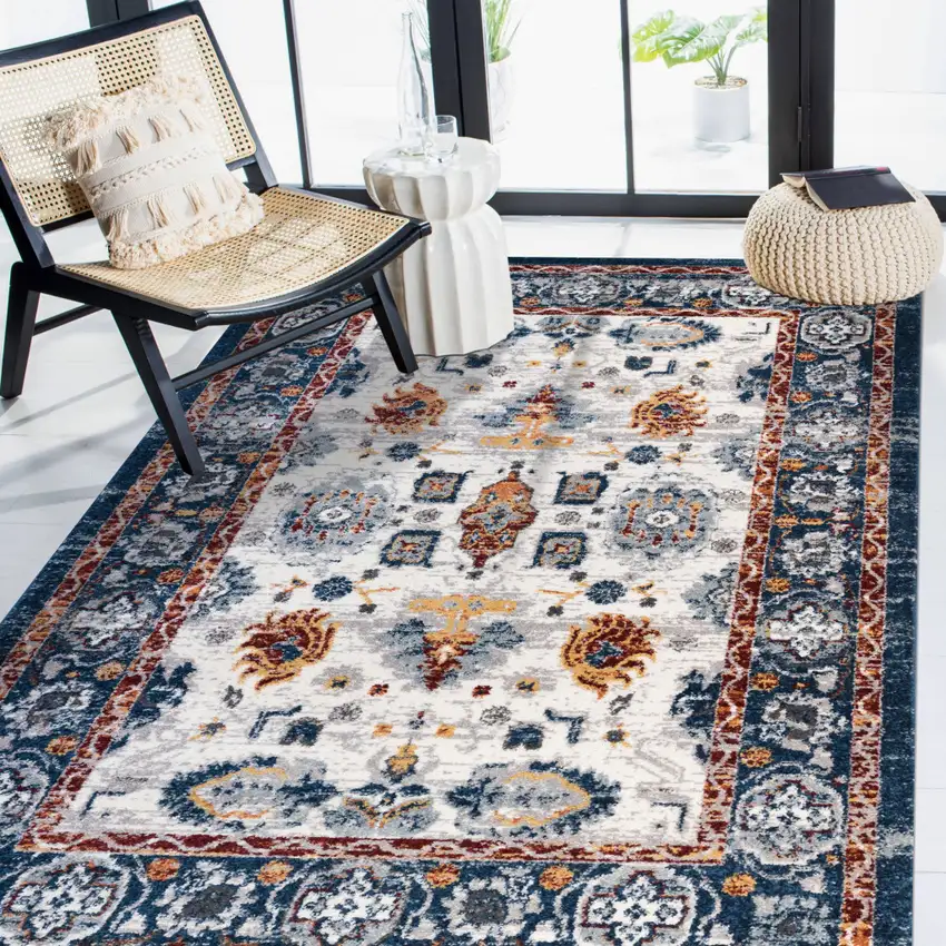 Blue Floral Power Loom Area Rug Photo 8