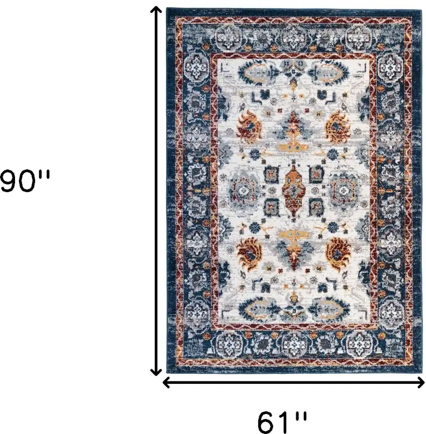 Blue Floral Power Loom Area Rug Photo 9