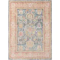 Photo of Blue Floral Power Loom Area Rug