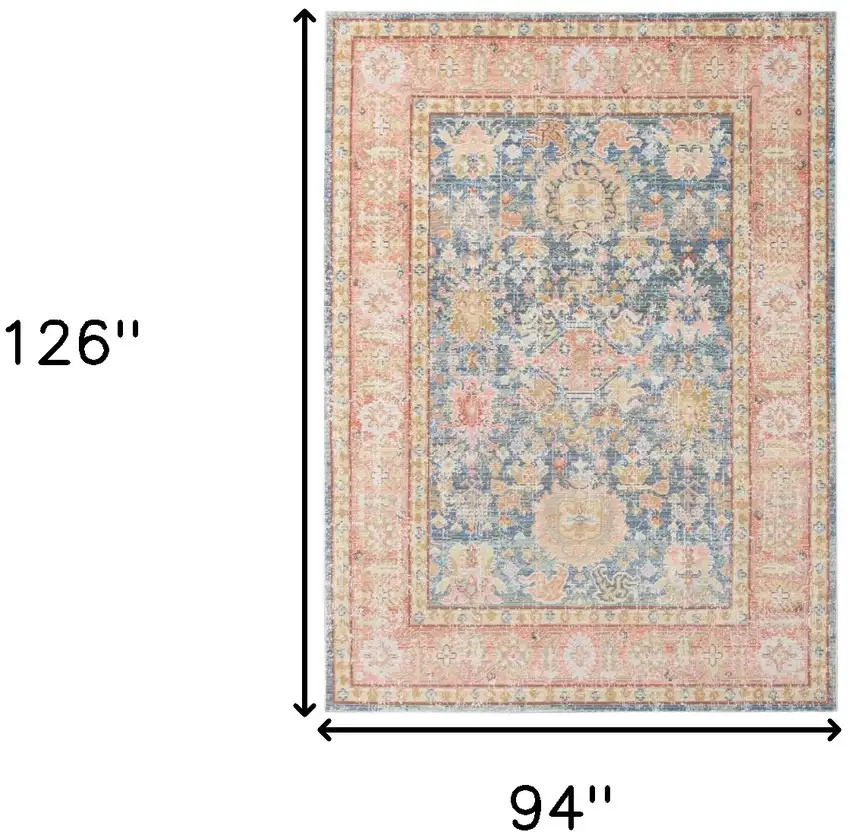 Blue Floral Power Loom Area Rug Photo 8