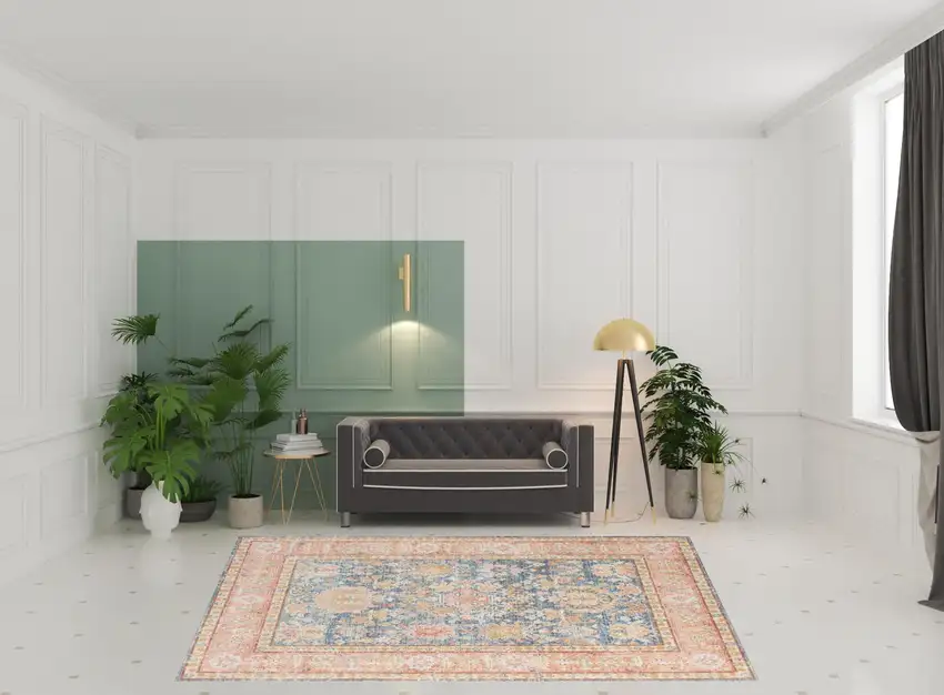 Blue Floral Power Loom Area Rug Photo 4