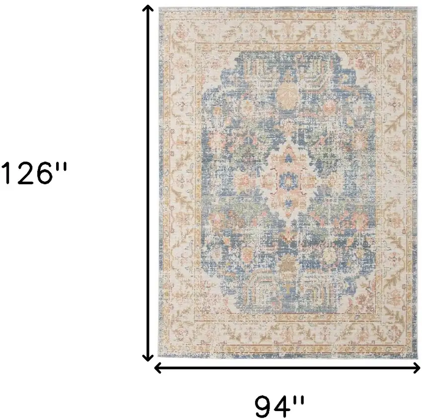 Blue Floral Power Loom Area Rug Photo 8