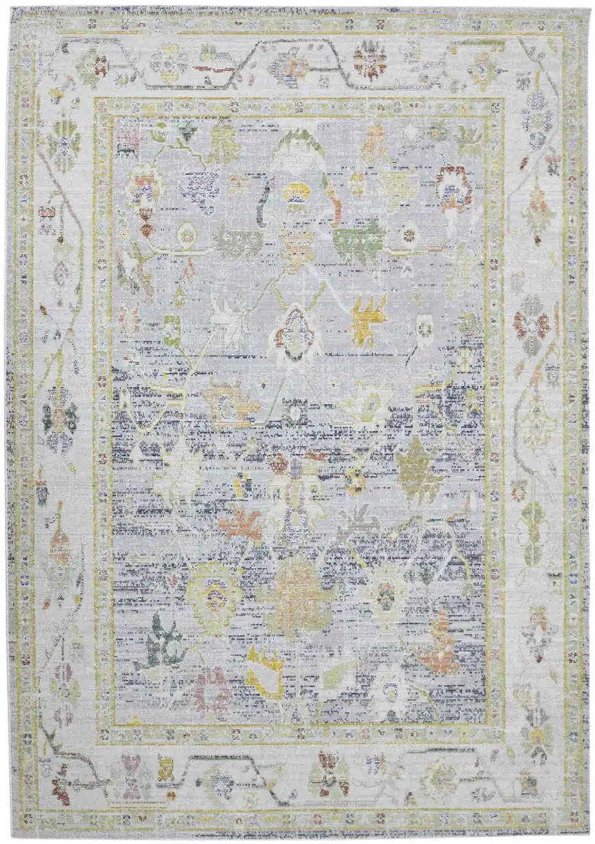 Blue Floral Power Loom Area Rug Photo 1