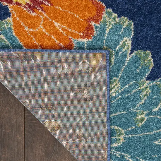 Blue Floral Power Loom Area Rug Photo 9