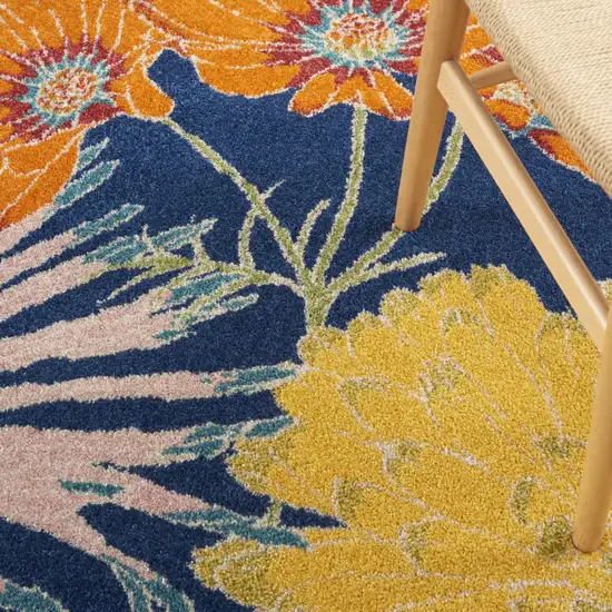 Blue Floral Power Loom Area Rug Photo 8