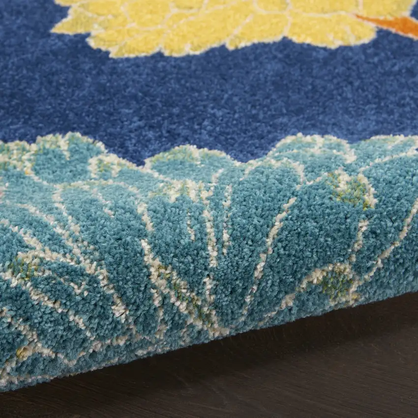 Blue Floral Power Loom Area Rug Photo 8